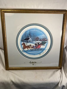 P Buckley Moss Alleluia Christmas Sleigh Ride 1986 Framed 3400/8356 Signed X 2 - Picture 1 of 14