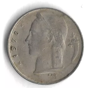*French Text* 1970 Belgium 1 Franc World Coin - KM# 142.1 - Picture 1 of 2