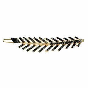 USA DAMEN BLATT HAARSPANGE HAARNADEL STRASS KRISTALL ELEGANT GOLD SCHWARZ CP1 - Bild 1 von 9