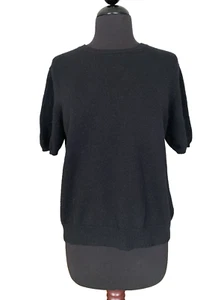 Lord & Taylor Two Ply Cashmere Short Sleeve Black Size Large - Picture 1 of 5