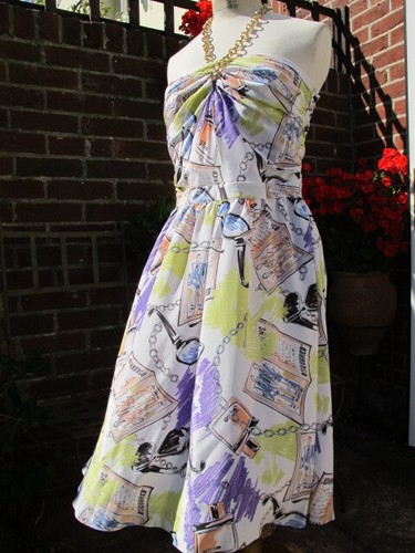 DSQUARED2 ABITO DA SOLE SETA 100% calce malva scarabocchia catena uk12 £930 nuovo con etichette