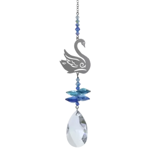Atrapasol colgante de fantasía cisne azul real adornado con cristales genuinos - Imagen 1 de 1