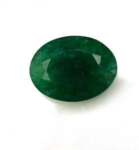 14.50 Ct Natural Emerald Zambian Oval Faceted Oval Cut Loose Certified Gemstone - Picture 1 of 5