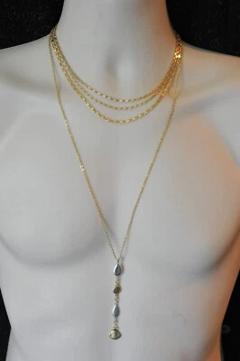 LOTE de Collar Colgante en Capas y Gota Marca Lucky Tono Oro Plata Largo RA4 Foto 1 de 4