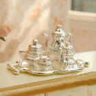 5 Stück Silber Metall Tee Deckel Tassen Tablett Set 1:12 Puppen Haus Miniatur