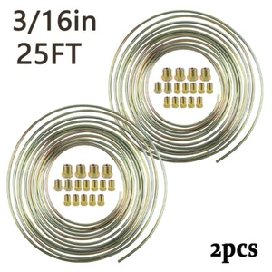 2 x Copper Nickel Brake Line Tubing Kit 3/16 OD 25 FT Coil Roll All Size Fitting - Bild 1 von 9