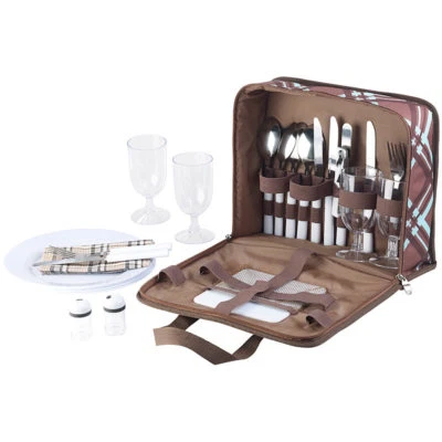 Xcase 30-teiliges Picknick-Set für 4 Personen, inkl. Tasche, Teller, Gläser