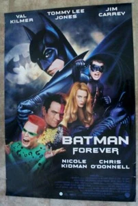 Póster de video de Batman Forever 1995 Kilmer Jones Carrey Riddler Dos Caras Robin en muy buen estado - Imagen 1 de 7