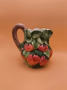Italienischer HANDBEMALTER Erdbeerkrug Keramik Obst Land Bauernhof GESCHENK Vintage - Bild 1 von 8