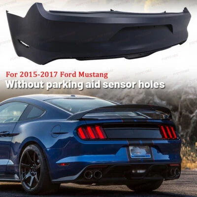 Black Rear Bumper Cover For 2015 2016 2017 Ford Mustang W/ O Park Assist Hole - Image 1 of 4