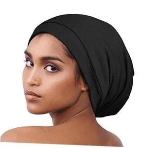 Cozy Satin Lined Slouchy Beanie Cap with Soft Elastic Band for One Size Black - Picture 1 of 8