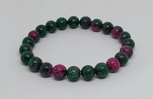 Modeschmuck Armband Naturstein Perlen Farbige Epidote Perlen 8mm - Bild 1 von 10