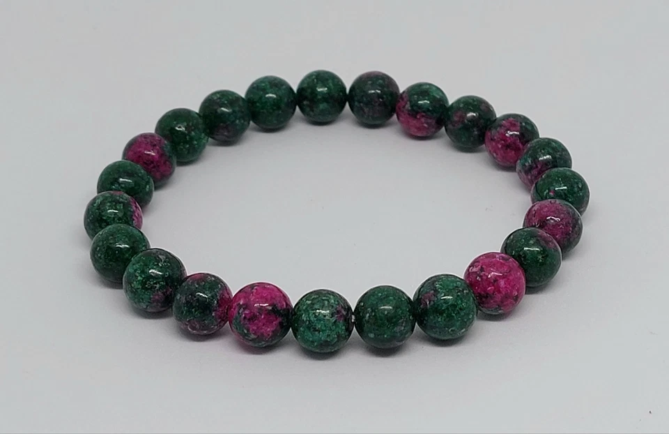 Modeschmuck Armband Naturstein Perlen Farbige Epidote Perlen 8mm - Bild 1 von 4