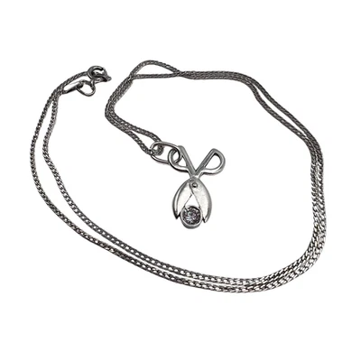 Collana con forbici da parrucchiere vintage ciondolo in argento sterling 925 ... - Immagine 1 di 4