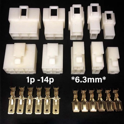 6.3mm Pin Plug Electrical Wiring Multi-Connector Terminals 2/3/4/6/8/10 Way Car - Image 1 of 4