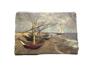 FISHING BOATS ON THE BEACH, Les-Saintes-Marie-de-La-Mer, VAN GOGH, FRIDGE MAGNET - Picture 1 of 2