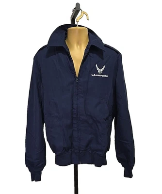 USAF Air Force Embroidered Logo Bomber Wool Blend Jacket Blue Mens 42XL Military - Image 1 of 4