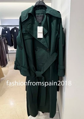 ZARA NEW WOMAN OVERSIZED WATER REPELLENT TRENCH COAT BOTTLE GREEN 0518/241/501 - Image 1 of 2