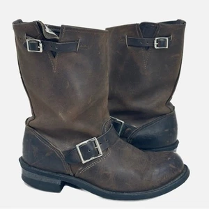 Frye Women’s Engineer Boots Leather Distressed Broken in Gorgeous - BROWN - Picture 1 of 15