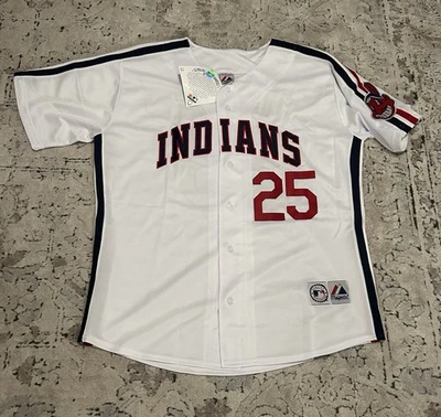 Camiseta masculina Majestic autêntica Cleveland Indians Jim Thome Throwback tamanho: XL - Imagem 1 de 4