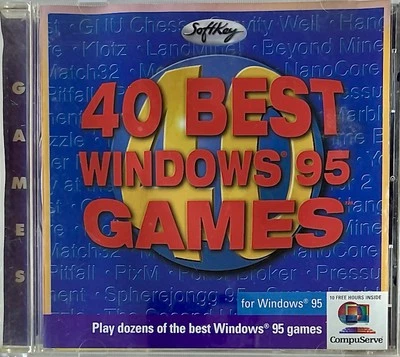 40 Best Vintage Windows 95 Games PC CD-ROM WIN Softkey Complete Solitaire FR S/H - Image 1 of 3
