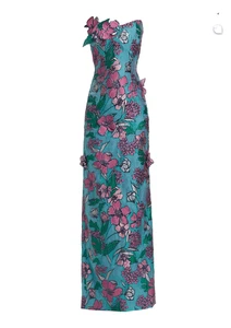 Vestido Línea A Colección René Ruiz Aplicado Floral Brocado - Imagen 1 de 7