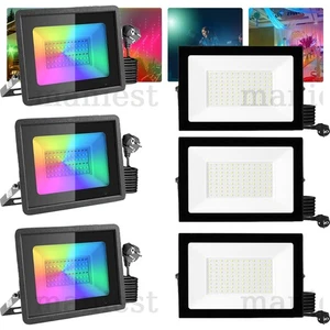 LED Strahler RGB mit Fernbedienung Stecker Fluter Bunt Scheinwerfer Gärten NEU - Bild 1 von 22