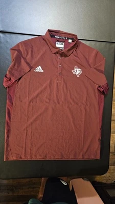 Texas A&M Aggies Adidas Training STM Polo Shirt Mens XL Maroon Stretchy HN7413 - Image 1 of 4