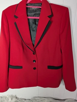 Kasper Ladies Lined Jacket Size 18  Red with Black Trim Business Dressy Church - Image 1 of 4