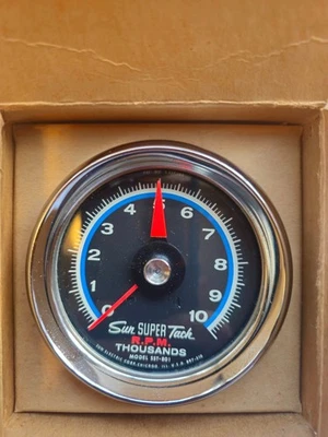Vintage Sun SST-80Z Tachometer + NC-5 Chrome Mounting Cup – NOS, Never Installed - Image 1 of 4