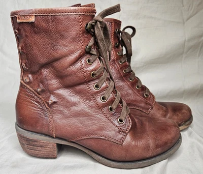 Botas Pikolinos para mujer EUR 39 US 8,5 cuero marrón con cordones media pantorrilla tacón bloque Foto 1 de 4