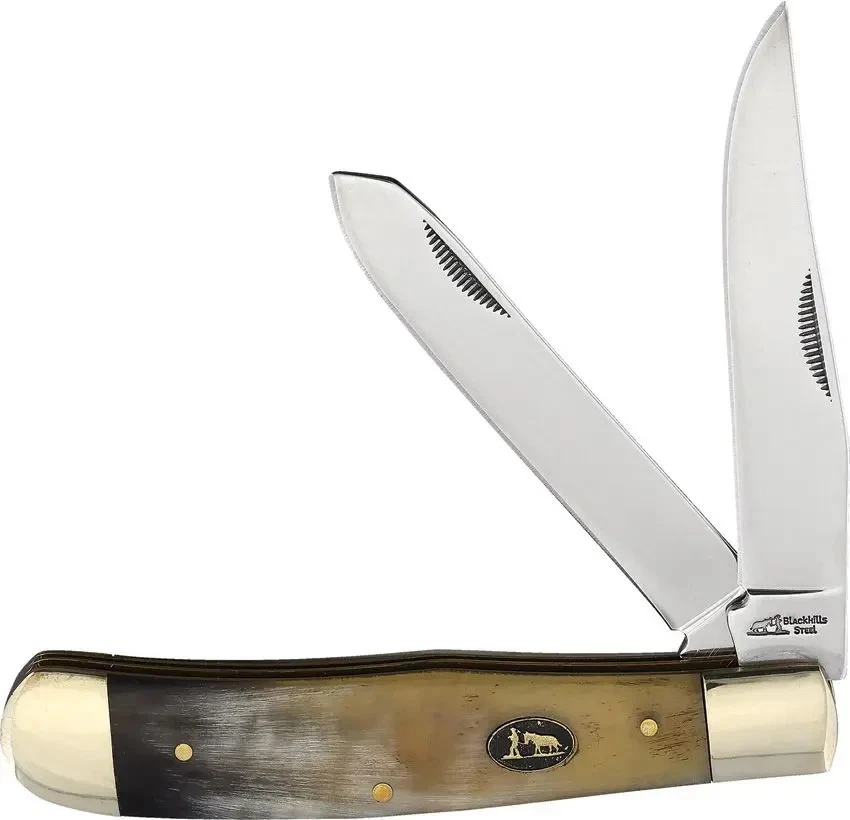 Cuchillo de Bolsillo Trampero Cubiertos Escarcha Espejo Hojas de Acero Inoxidable Mango de Cuerno de Buey Foto 1 de 1