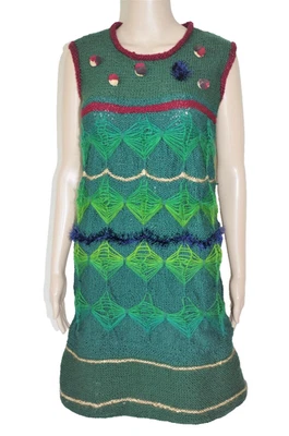 NEUF taille M ? ROBE FEMME LAINE LAINE TRICOTÉE FAIT MAIN TUNIQUE DE NOËL... - Photo 1/3