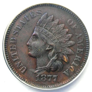 1877 Indian Cent 1C - Certified ANACS XF45 Detail (EF45) - Rare Key Date Penny! - Picture 1 of 5