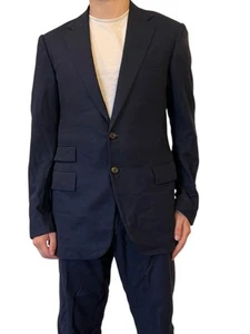 TRAJE DE LUJO HOMBRE SCABAL SUPER 140'S Y CACHEMIR FRANELA AZUL MARINO 44 W 36 - Imagen 1 de 19
