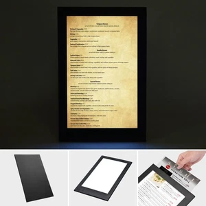 WeChef LED Back Lit Light Menu Holder Cover Wine List Single Panel Fits 8"x14" - Picture 1 of 9