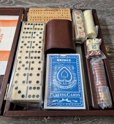 Great Backgammon Bridge Domino's Multi Games Case Travel Set. Lovely. - Image 1 of 4