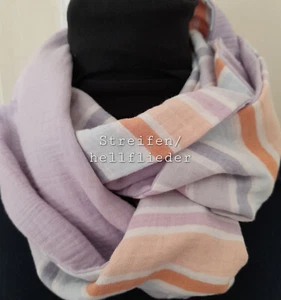 Loop - Schal ca. 25 x 130 2-farbig Musseline Streifen /uni hellflieder - Bild 1 von 1