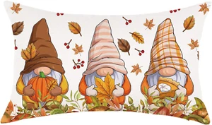 Fall Lumbar Pillow Cover 12X20 Inch Farmhouse Decorative Throw Pillowcase Autumn - Picture 1 of 12