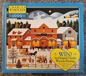 RARE Milton Bradley Charles Wysocki CHRISTMAS EVE 1000 piece puzzle COMPLETE