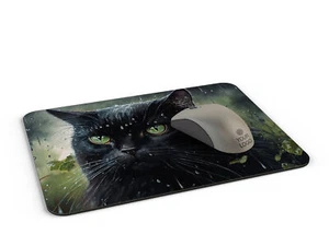 Schwarze Katzenmausmatte - 22 cm x 18 cm, 5 mm dick, Polyester gekrönt, gummiert - Bild 1 von 2