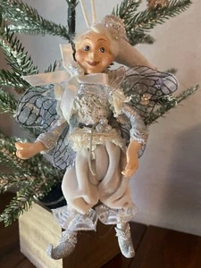 Katherines Collection Pixie Elf Fairy Christmas Ornament 6.5" White Silver - Picture 1 of 8