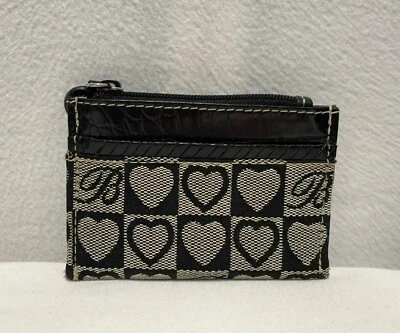 Estuche para tarjetas Brighton con cremallera superior cartera negro gris corazón lona Foto 1 de 4