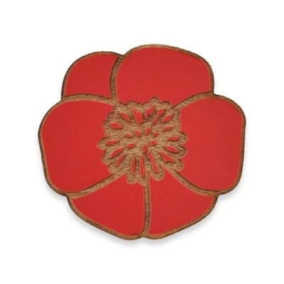 Pinmart's Red Poppy Wood Pin - Image 1 of 4