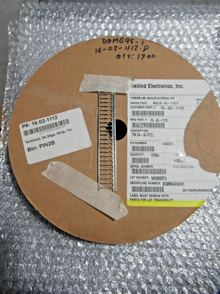 Molex Heilind Tin 24-30 Reel Crimp Terminals 16-02-1112 *Qty of 1700* - Image 1 of 4