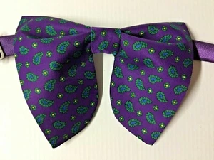Oversized Purple Paisley Bow tie Vintage style 70s Wedding Prom Gift for Him - Picture 1 of 3