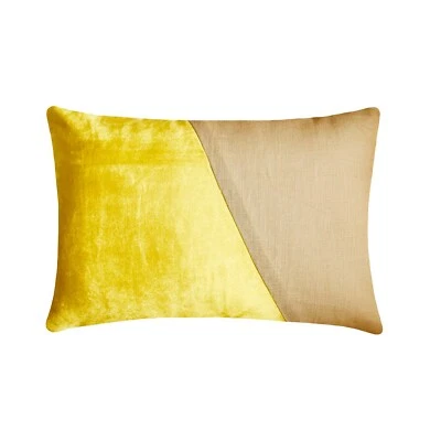 Yellow Decorative Lumbar Pillow Cover, 12"x16" Velvet Cushion-Velutinous Yellow - Image 1 of 3