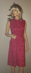 Vintage 60er Ära rosa Blumen Handarbeit Kleid und Schärpe S SM Gobelin Fuchsia - Bild 1 von 12