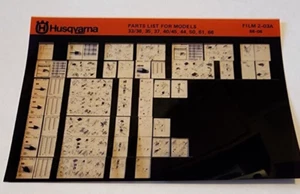 Husqvarna Chainsaw Parts List Microfiche Models 33/38 35 37 40/45 44 50 61 66 - Bild 1 von 2