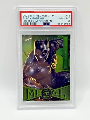 BLACK PANTHER 2022 Marvel Metal Universe Spider-Man 11 Neon Green Light FX PSA 8 - Image 1 of 2